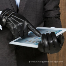 Fashion dress men's sheepskin smartphone leather touch glove in all palm